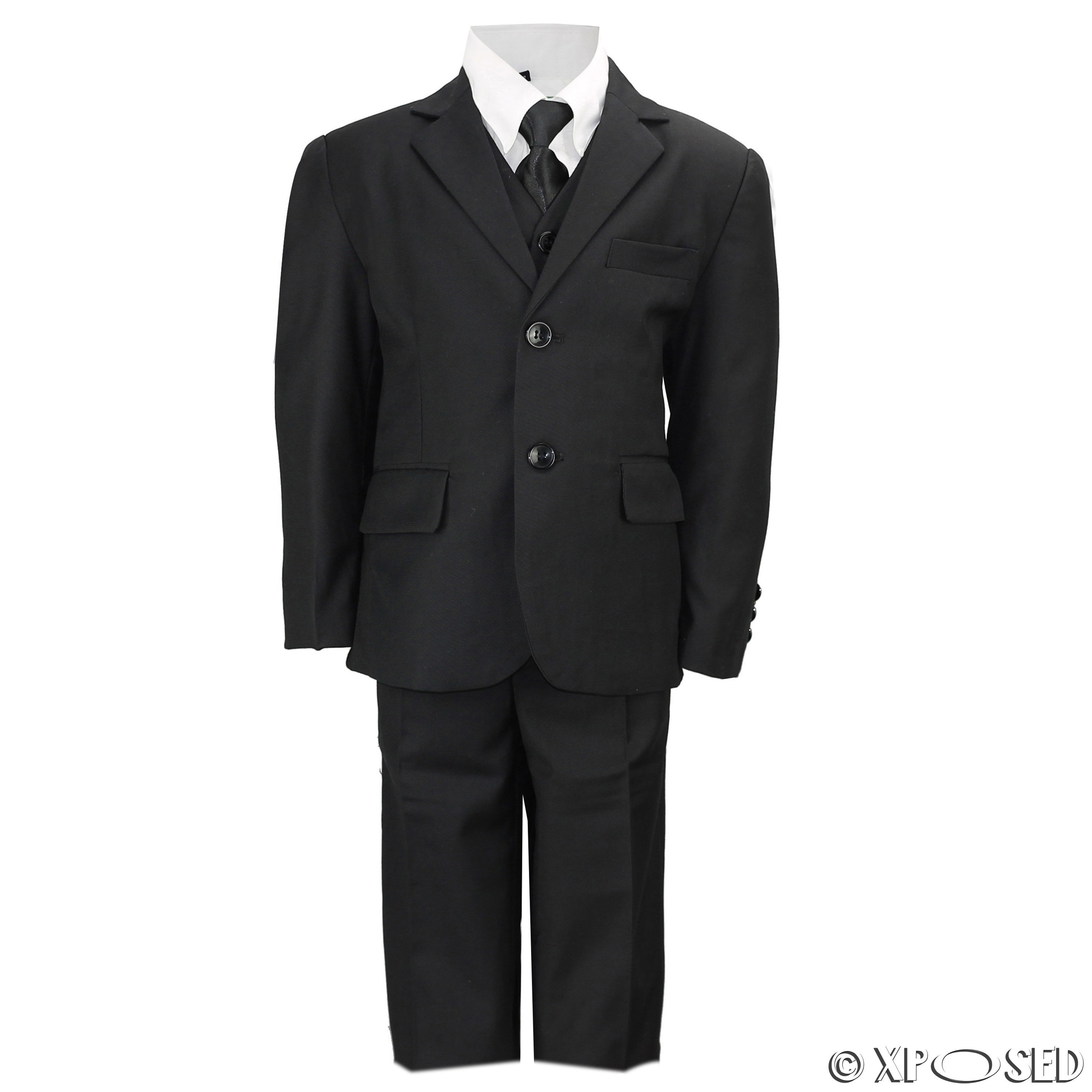 Kids Page Boy 3 Piece Suit Outfits Black Navy Blue Wedding Party Age 2